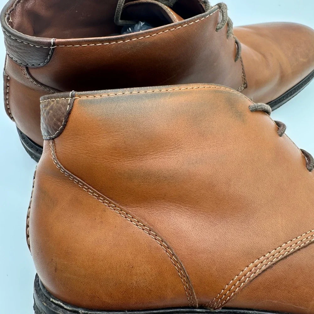 Johnston & Murphy Mens Tan Leather Copeland Chukka Brown Ankle Boots 9M